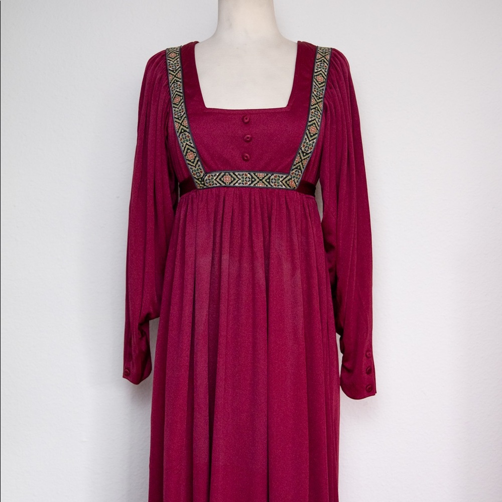 Vintage 70’s Wine Color Bohemian Dress